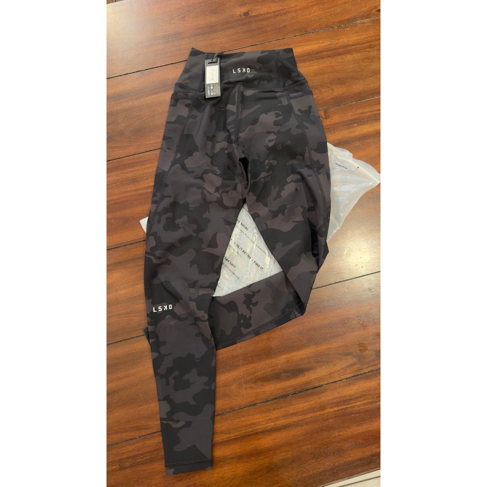 LSKD Fusion Full Length Tight Black Camo High Waisted Leggings WTGH0008P 2XS NWT